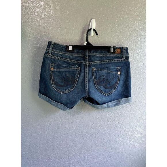 X2 Y2K style low rise jean shorts folded denim - size 4 - Picture 3 of 11